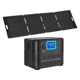 Portable Power Station with 200W Solar Panel, 1200W Solar Generator Power Station, 806Wh LiFePO4 Battery Backup with 9 Output Ports for Home Emergency