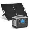 Portable Power Station with 100W Solar Panel, 600W Solar Generator Power Station, 493Wh LiFePO4 Battery Backup with 8 Output Ports for Home Emergency