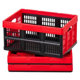 Plastic Collapsible Storage Bins, 32L 3 Packs, Stackable Folding Storage Crates with Handles, Holds 26 lbs Per Bin, Foldable Heavy Duty Containers