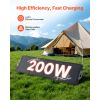 200W Foldable Solar Panel, 24% High-Efficiency Portable Monocrystalline Solar Panel Charger with MC4 Output, USB-A, Type-C & DC Ports