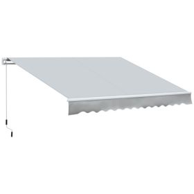 12 x 8 Retractable Awning Patio Awnings Sun Shade Shelter with Manual Crank Handle, 280g/m² UV & Water-Resistant Fabric and Aluminum Frame for De
