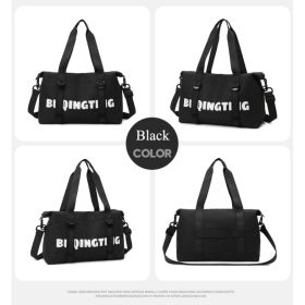 Women's Fashion Letter Print Gym Duffel Bag - Wet & Dry Separation Yoga Fitness Tote, Weekender Overnight Shoulder Bag For Travel (Option: Black)