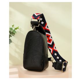 Only Self Pickup---Women Chest Bag Sling Bag, Guitar Strap Small Crossbody PU Leather Satchel Daypack (Option: Black)