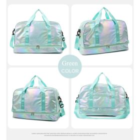 Iridescent Pearl Gym Bag ,Holographic Shiny Sports Duffel With Separate Shoe Compartment,Large Capacity Yoga Bag With Wet Dry Separation ,Trendy (Option: Pearl Green)