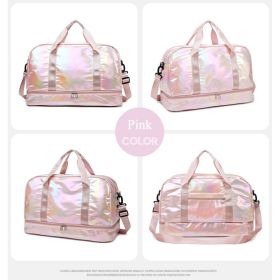Iridescent Pearl Gym Bag ,Holographic Shiny Sports Duffel With Separate Shoe Compartment,Large Capacity Yoga Bag With Wet Dry Separation ,Trendy (Option: Pearl Pink)