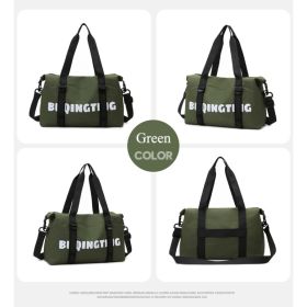Women's Fashion Letter Print Gym Duffel Bag - Wet & Dry Separation Yoga Fitness Tote, Weekender Overnight Shoulder Bag For Travel (Option: Green)
