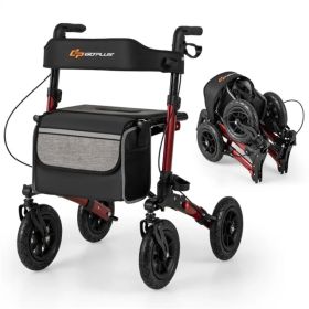 308lbs Foldable Rolling Walker: 9" All-Terrain Tires, 7-Level Height (32.1"-38.2"), Wide Seat, Aluminum Frame (Option: Default title)