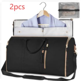 Large Capacity Travel Duffle Bag Women's Handbag Folding Suit Bag Waterproof Clothes Totes (Option: A Black 2pcs)