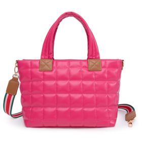 Puffer Tote Bag For Women With Zipper, Quilted Puffy Bag Lightweight Crossbody Hobo Padded Handbag With Strap-Rose (Option: Defaulttitle)