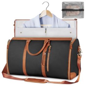 Large Capacity Travel Duffle Bag Women's Handbag Folding Suit Bag Waterproof Clothes Totes (Option: Black)