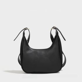 Simple All-match Shoulder Dumpling Bag Women's Crossbody Selenodont Bag (Option: Black)