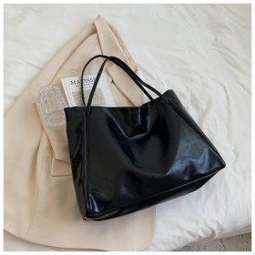 Fashion Handbag New Autumn And Winter Japanese And Korean Large Capacity Soft Leather Shoulder Bag Retro Casual Handbag (Option: Black)