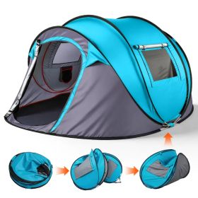 4 Person Pop Up Tent for Camping, Waterproof Instant Family Tent with Front Awning, Automatic Tent Throw Pop Up Instant Flip Pop Tent for Camping (Option: Default title)