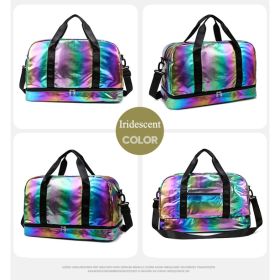 Iridescent Pearl Gym Bag ,Holographic Shiny Sports Duffel With Separate Shoe Compartment,Large Capacity Yoga Bag With Wet Dry Separation ,Trendy (Option: Iridescent Gold)