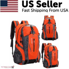 40L Men Women Travel Backpack Rucksack Camping Laptop Hiking School Book Bag USA (Option: Orange)