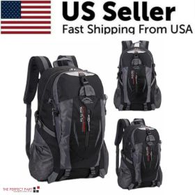 40L Men Women Travel Backpack Rucksack Camping Laptop Hiking School Book Bag USA (Option: Black)