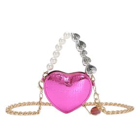 Mini Love-shape Pearls Handbag Fashion Cute Chain Lipstick Bag Women's Bright Candy Color Shoulder Messenger Bag (Option: Purple)