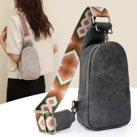Only Self Pickup---Women Chest Bag Sling Bag, Guitar Strap Small Crossbody PU Leather Satchel Daypack (Option: Gray)