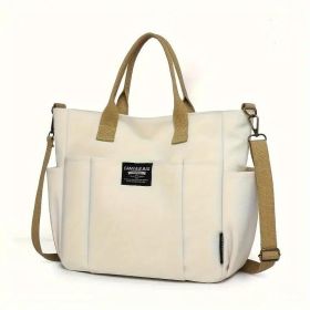 Only Self Pickup---Multi Pocket Tote Bag For Women, Retro Canvas Shoulder Bag, Versatile Crossbody Bag For Daily Use (Option: White)