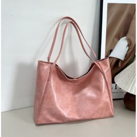 Fashion Handbag New Autumn And Winter Japanese And Korean Large Capacity Soft Leather Shoulder Bag Retro Casual Handbag (Option: Pink)