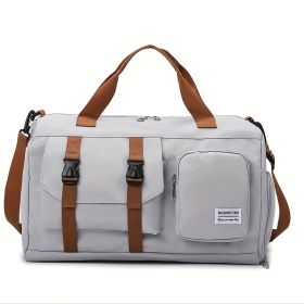 Minimalist Sports Duffel Bag ,Large Capacity Gym Tote With Separate Shoe Pocket,Multi-functional Travel Weekender & Crossbody Bag,Stylish Workout (Option: Light Grey)