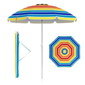 6.5 Feet Beach Umbrella - Multicolor (Option: Outdoor)