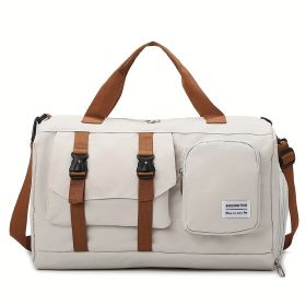 Minimalist Sports Duffel Bag ,Large Capacity Gym Tote With Separate Shoe Pocket,Multi-functional Travel Weekender & Crossbody Bag,Stylish Workout (Option: Beige)