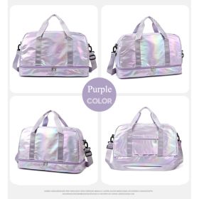 Iridescent Pearl Gym Bag ,Holographic Shiny Sports Duffel With Separate Shoe Compartment,Large Capacity Yoga Bag With Wet Dry Separation ,Trendy (Option: Pearl Purple)