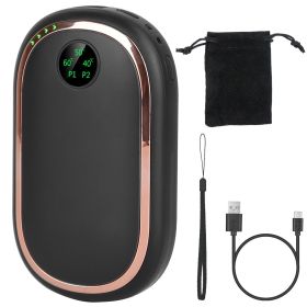 Rechargeable Hand Warmer Electric Hand Heater Portable Reusable Pocket Warmer Power Bank with Digital Display Sunset Light 3 Levels Double-sided Heati (Color: black)