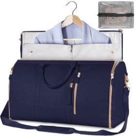 Large Capacity Travel Duffle Bag Women's Handbag Folding Suit Bag Waterproof Clothes Totes (Option: Blue)