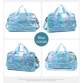 Iridescent Pearl Gym Bag ,Holographic Shiny Sports Duffel With Separate Shoe Compartment,Large Capacity Yoga Bag With Wet Dry Separation ,Trendy (Option: Pearl Blue)