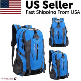 40L Men Women Travel Backpack Rucksack Camping Laptop Hiking School Book Bag USA (Option: Blue)