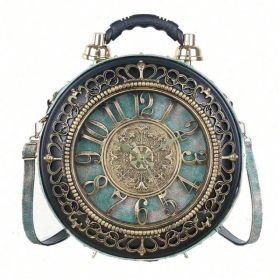 Retro Clock Shaped Crossbody Purse Handbags Women Shoulder Bag Vintage Steampunk Messenger Bags Designer Clock Purse,  Bags For Women, Summer, To (Option: 2020 GREEN)