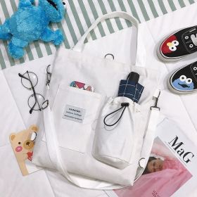 Harajuku Canvas Bags Students Handbag With Pockets Preppy Buckpack Shoulder Bag For Women Shoolbags (Option: White)